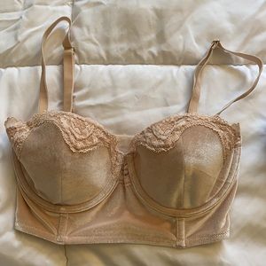 Nude Velvet Lace Balconette Bra